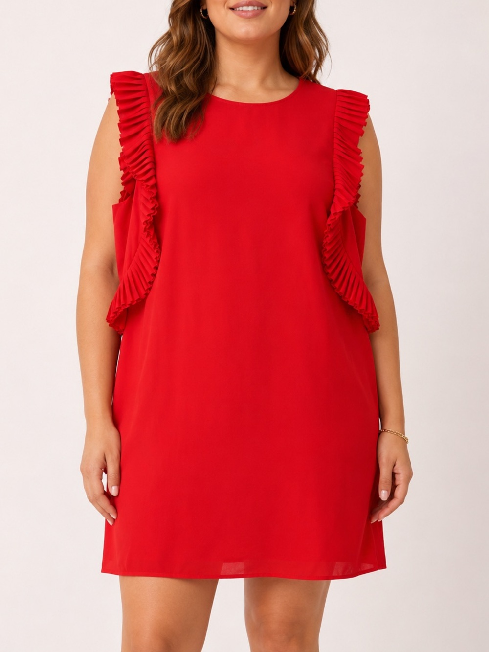 Lulu's Red Pleated Ruffle Sleeve Mini Dress